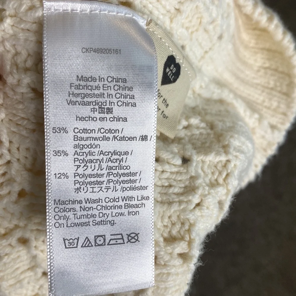 Madewell Basketweave-Stitch Cream Sweater M - Picture 5 of 10